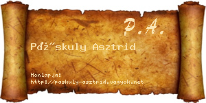 Páskuly Asztrid névjegykártya